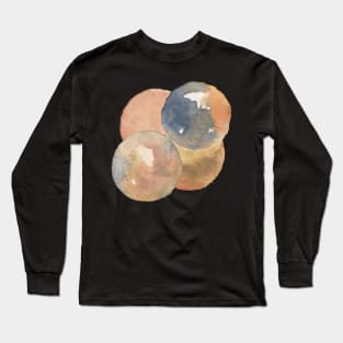 WATERCOLOR ORBS - LUMINOUS BUBBLES - Abstract Painting in Gold, Slate, and Rust Long Sleeve T-Shirt